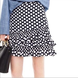 J.CREW NWT Navy White Polka Dot Ruffled A-Line Skirt Size 8